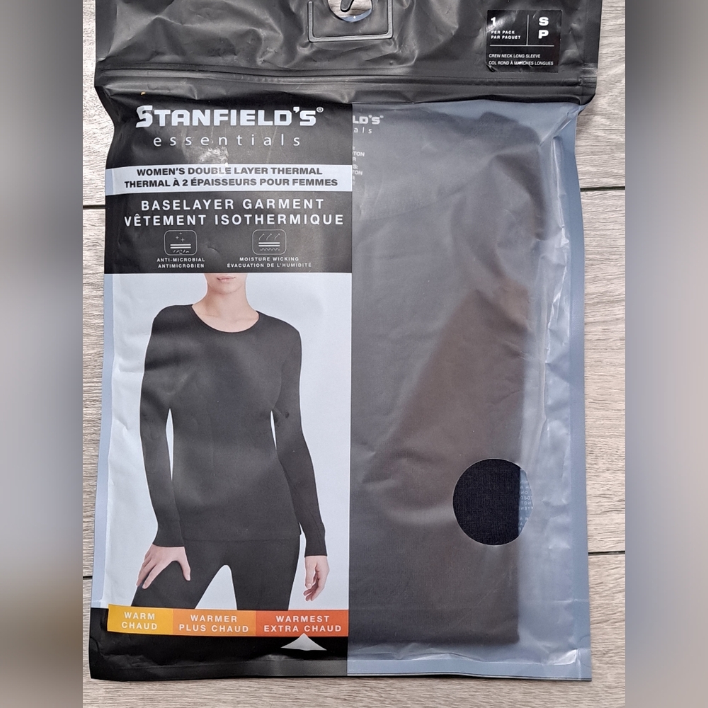 Brand New Stanfield's Black Thermal Base Layer Top For Ladies